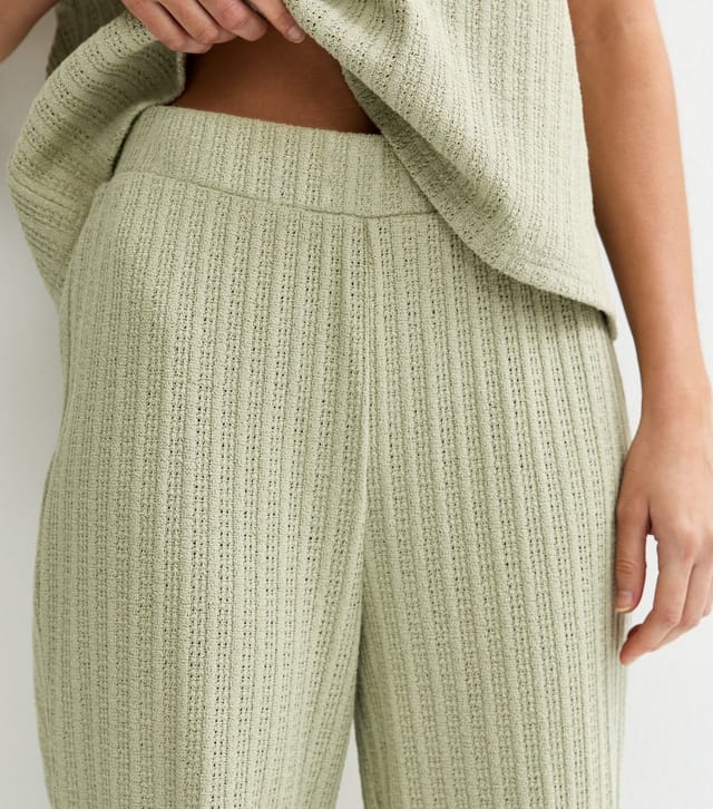 New Look Women's Light Green Textured Soft Touch Trousers New Look - 3