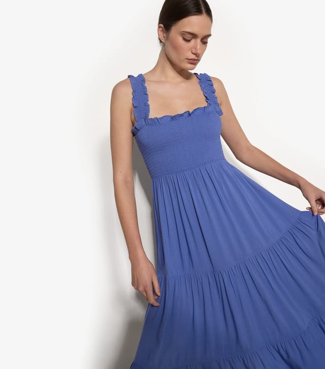 Apricot Women's Bright Purple Tiered Smock Midi Dress Apricot New Look - 3