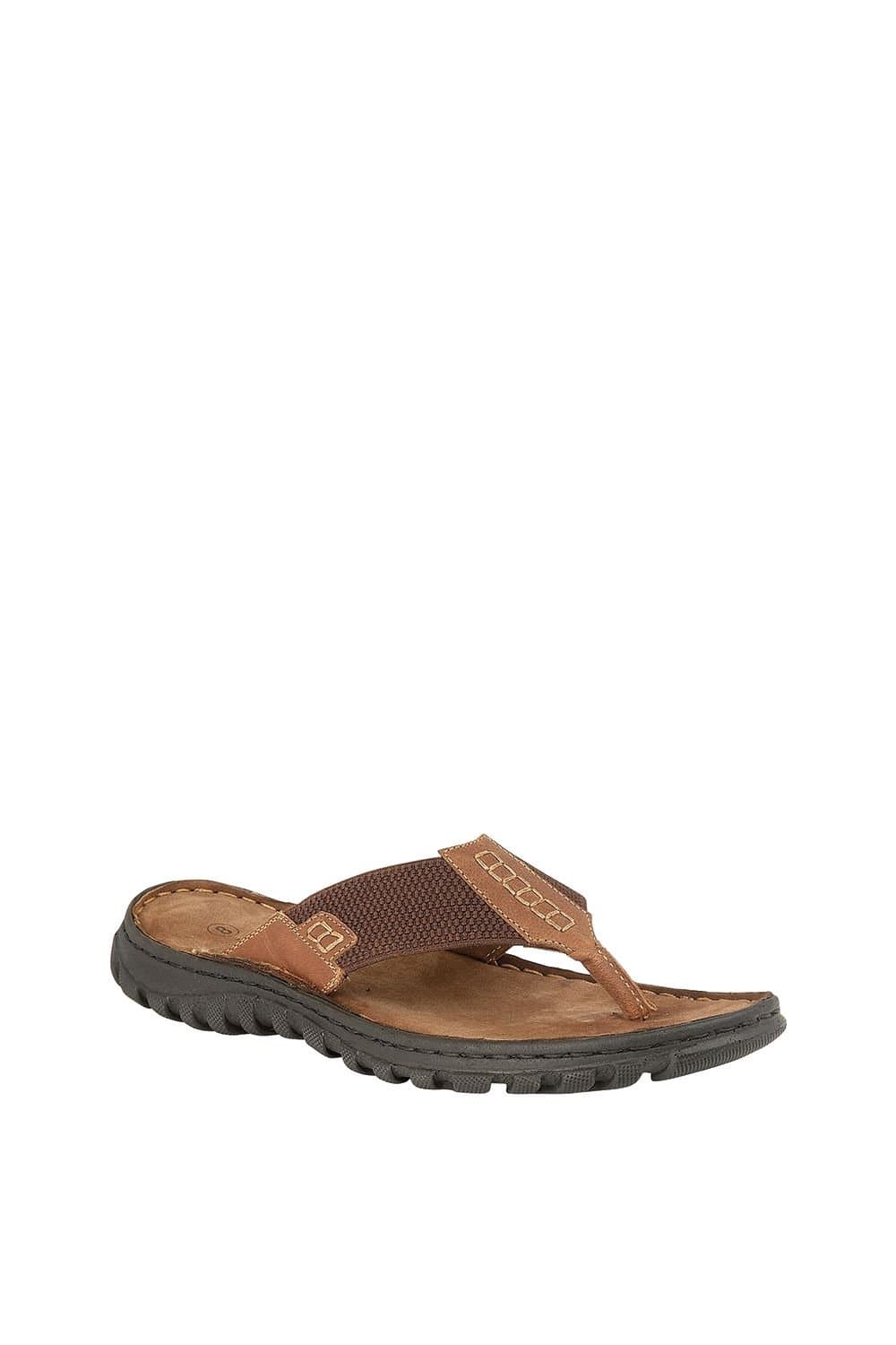 Lotus Lotus Men's Tan 'Ainsley' Leather Toe-Post Sandals