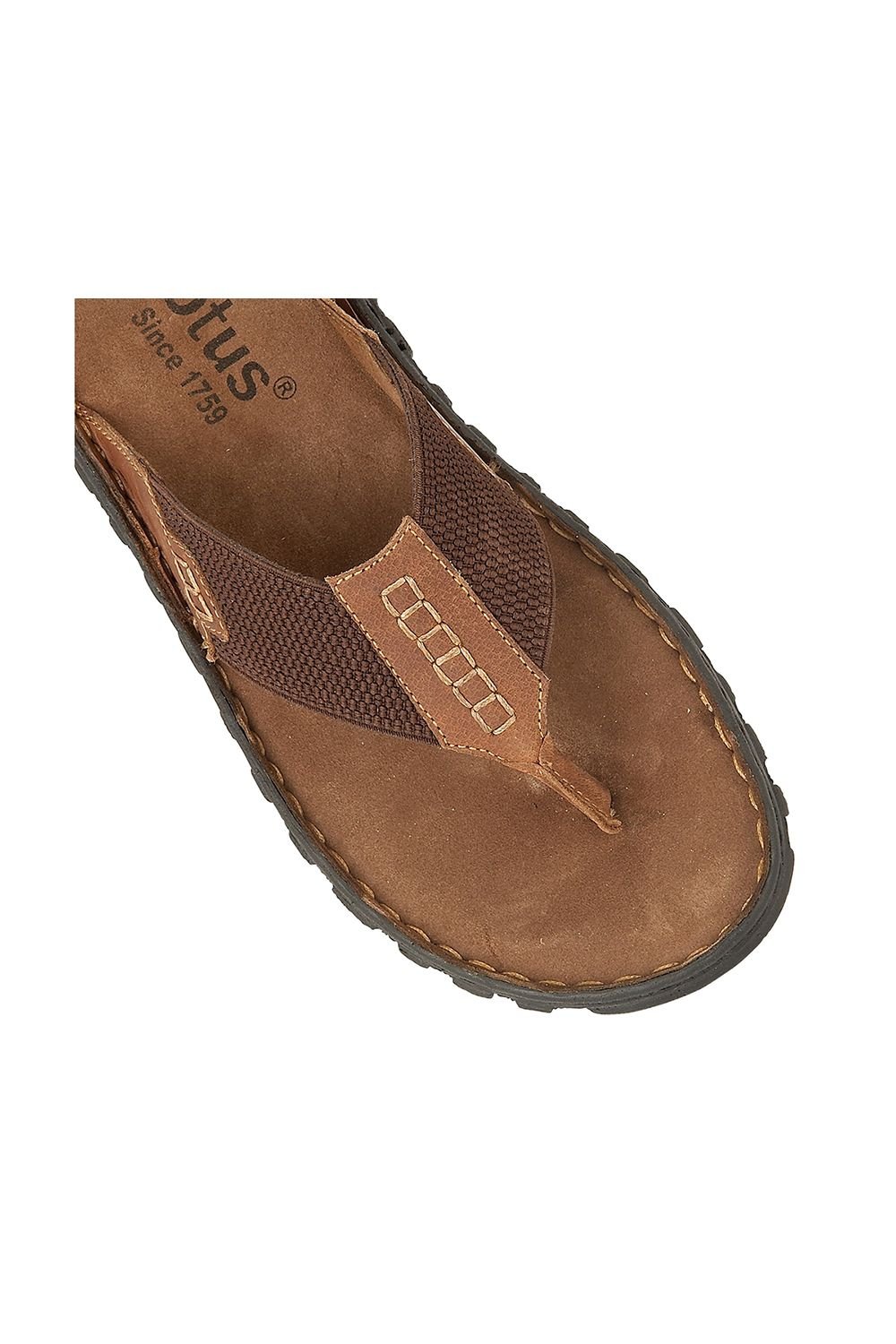 Lotus Lotus Men's Tan 'Ainsley' Leather Toe-Post Sandals - 4