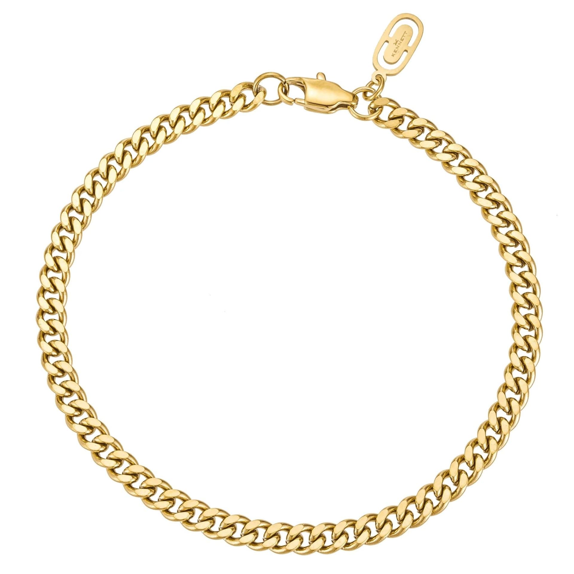 Kennett Kennett Men's Gold Cuban Chain Bracelet 4mm 19cm