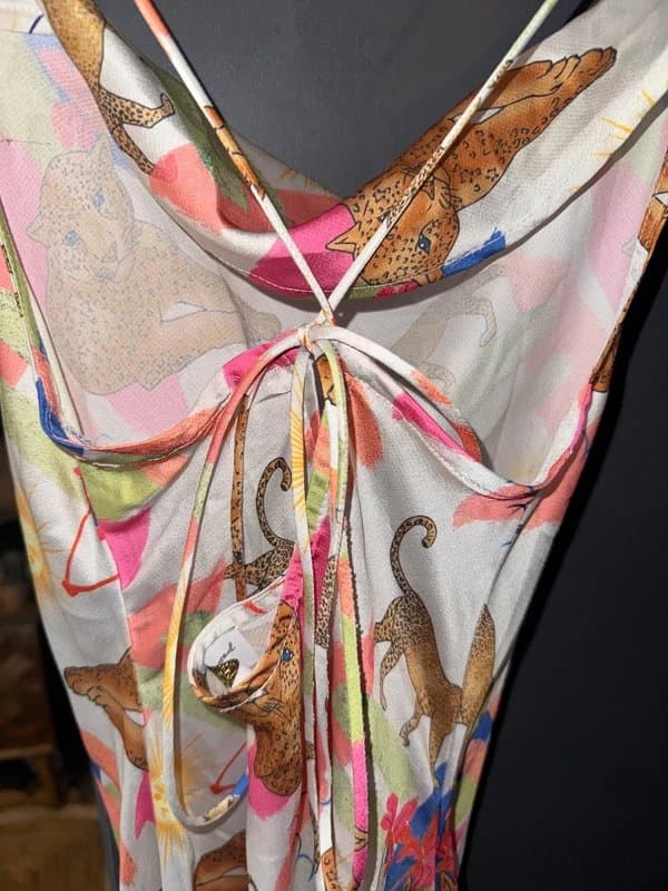 Never Fully Dressed NFD Cleo Leopard Silky Slip Dress Size 8 NEW