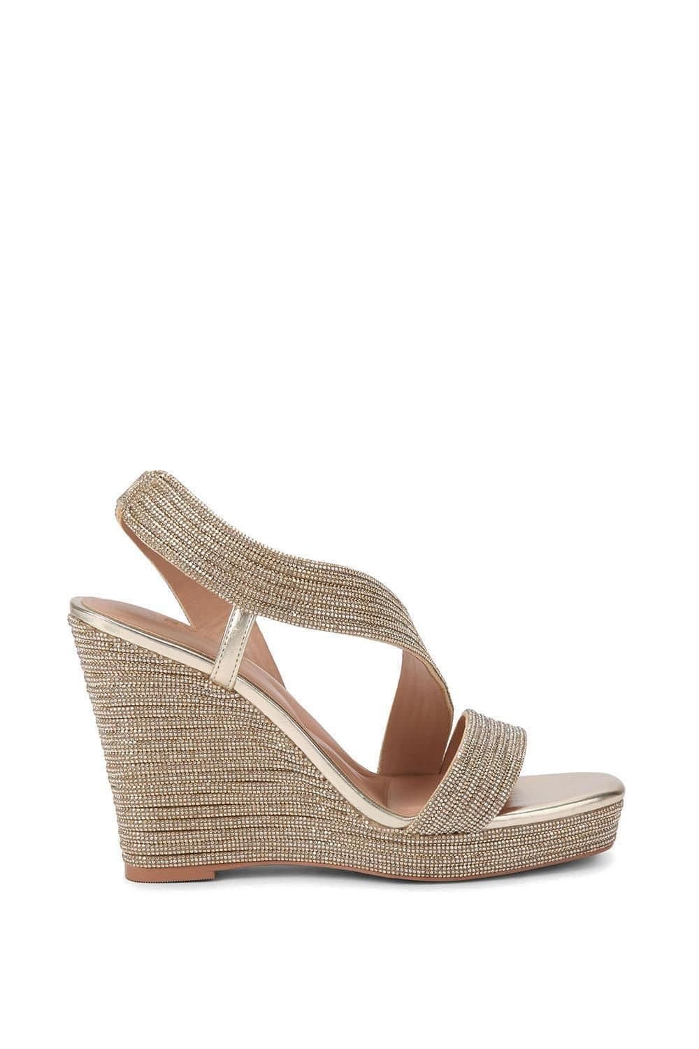 Carvela Carvela Women's 'Gala Wedge Jewel 110' Fabric Sandals in Gold
