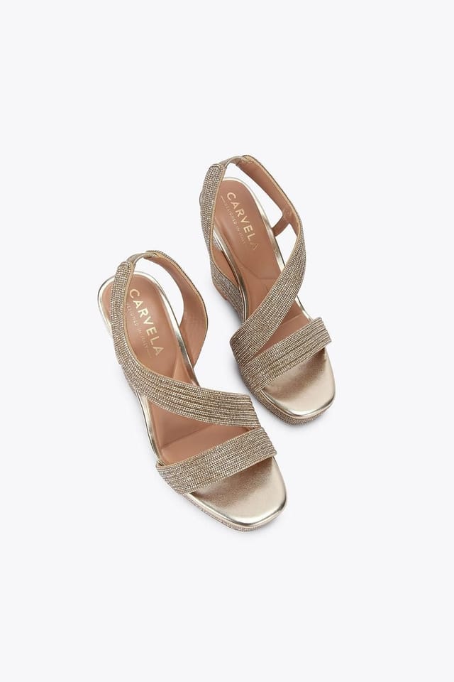 Carvela Carvela Women's 'Gala Wedge Jewel 110' Fabric Sandals in Gold - 2