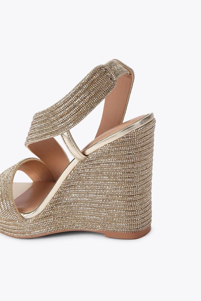 Carvela Carvela Women's 'Gala Wedge Jewel 110' Fabric Sandals in Gold - 3