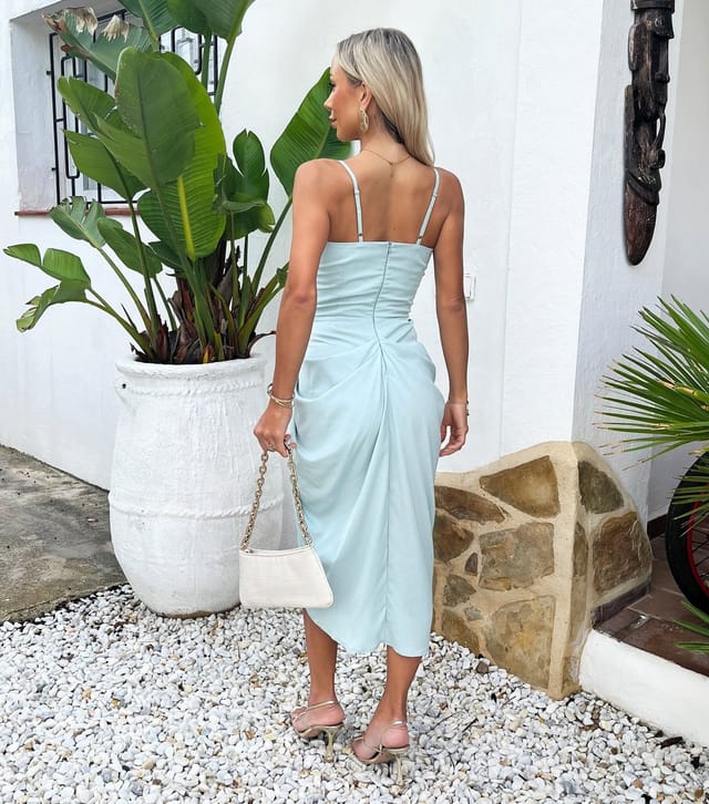 AX Paris Women's Light Blue Ruched Cowl Neck Midi Dress AX Paris New Look - 3