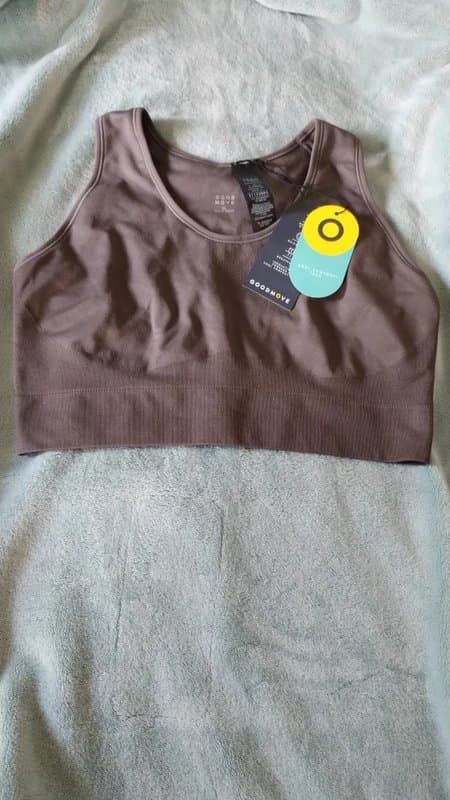 Marks & Spencer Scoop Neck Seamless Fitted Crop Top - mid grey - Marks and Spencers size XL