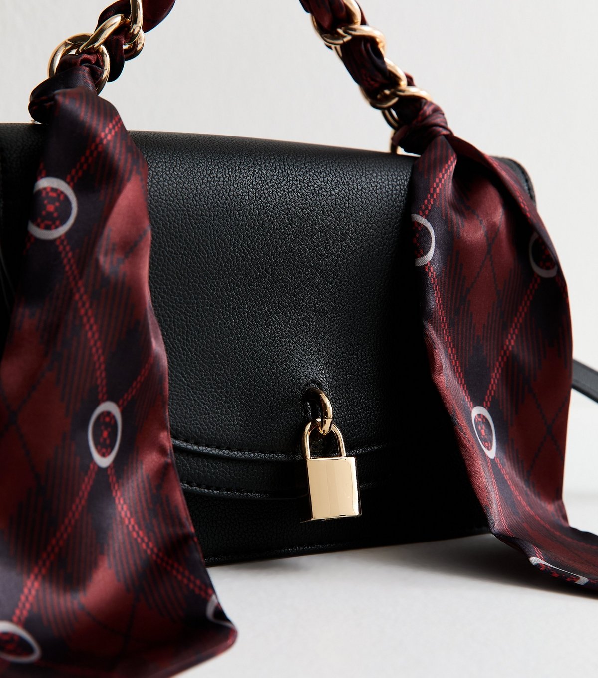 New Look Black Faux Leather Scarf Handle Cross Body Bag Vegan New Look - 3