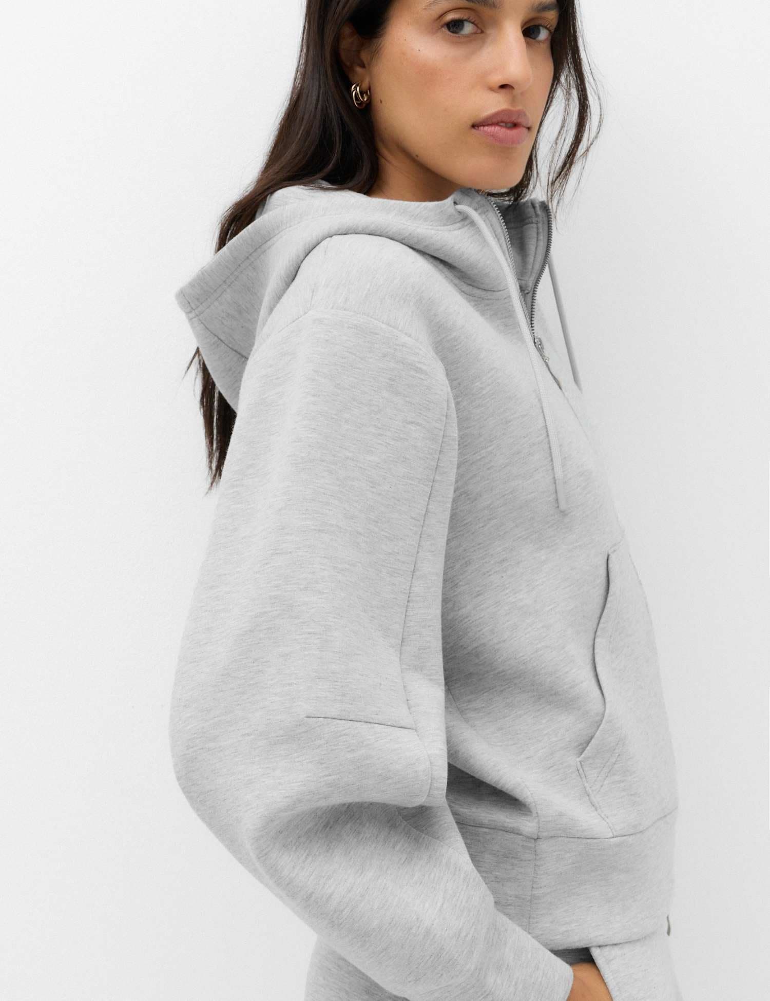 Marks & Spencer M&S Scuba Zip Through Hoodie Light Grey