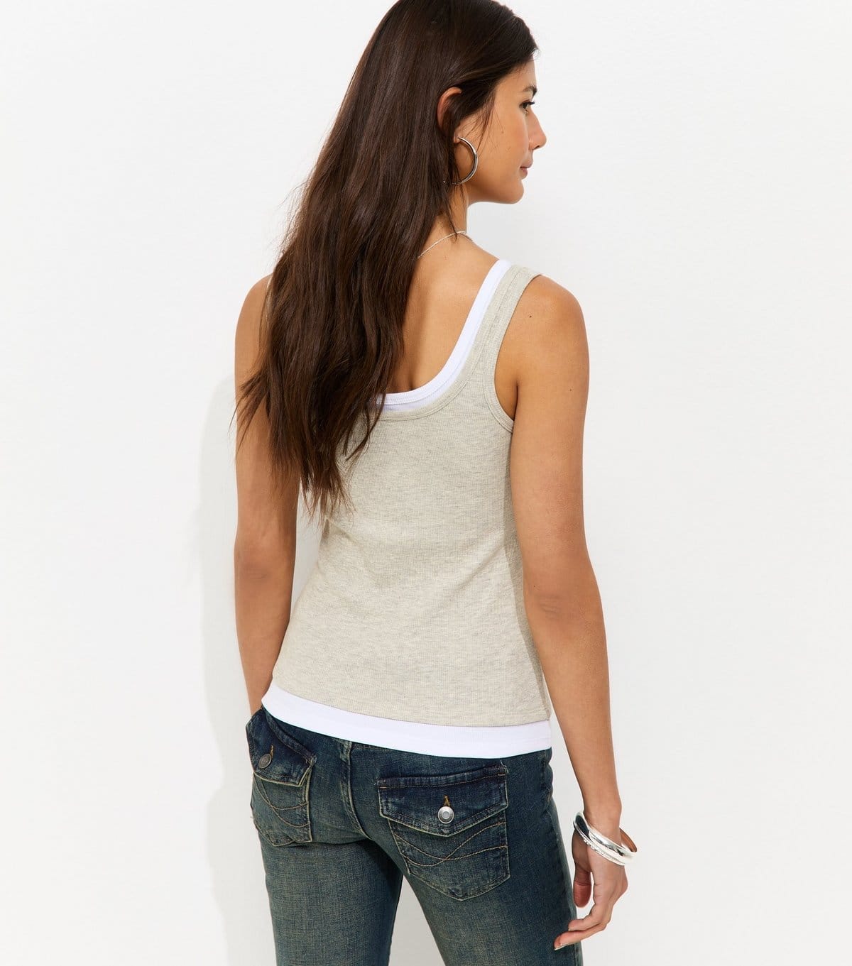 New Look Women's Grey Cotton Rich Layered Scoop Neck Vest New Look - 4