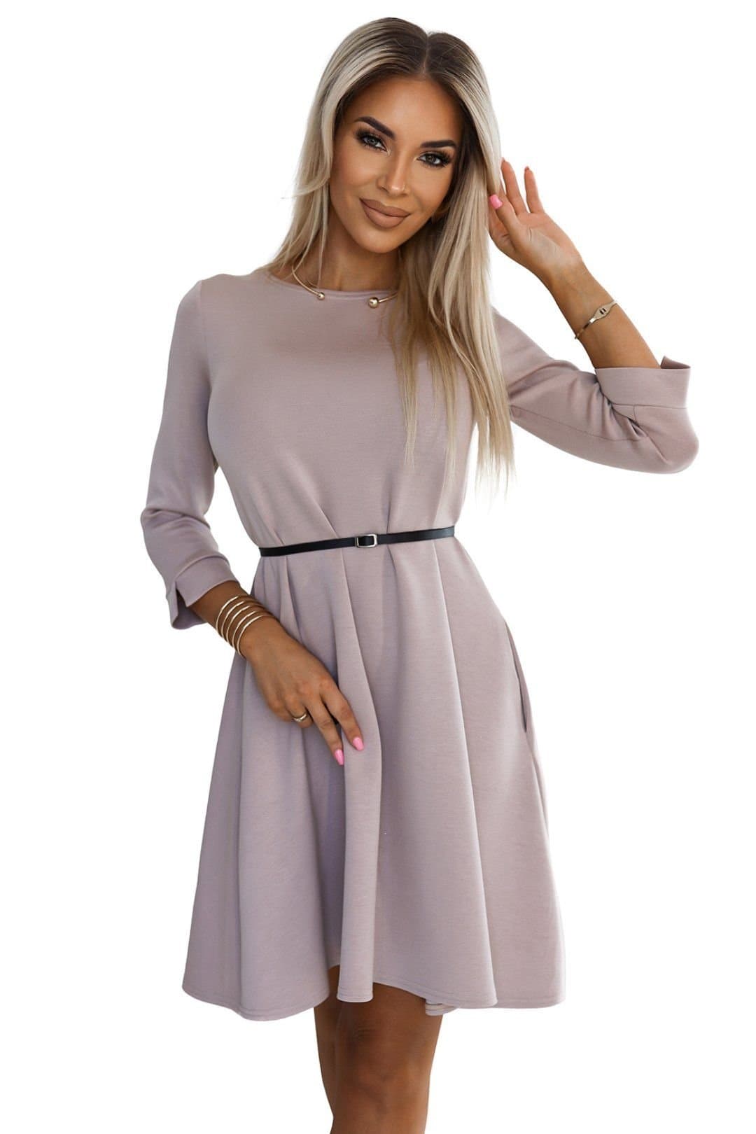 Love Lace Love Lace Women's Mauve Trapezoid Elastic Day Dress with Pockets