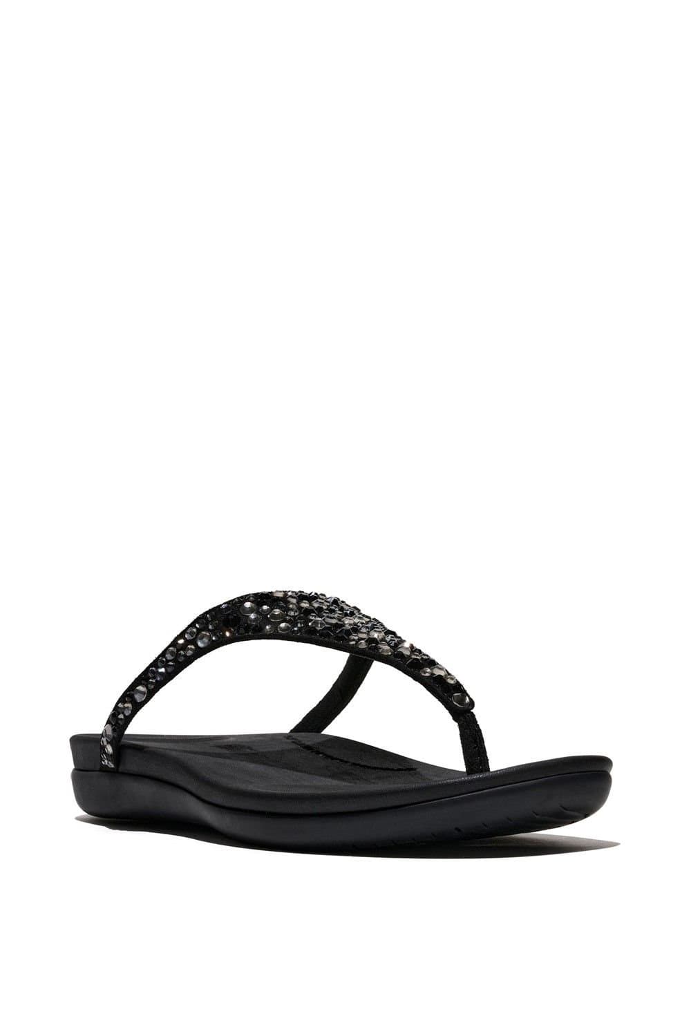 FitFlop FitFlop Women's Solay Mixed-Crystal Toe Post Sandal in Black