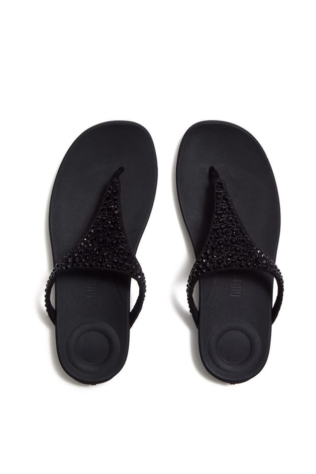 FitFlop FitFlop Women's Solay Mixed-Crystal Toe Post Sandal in Black - 3