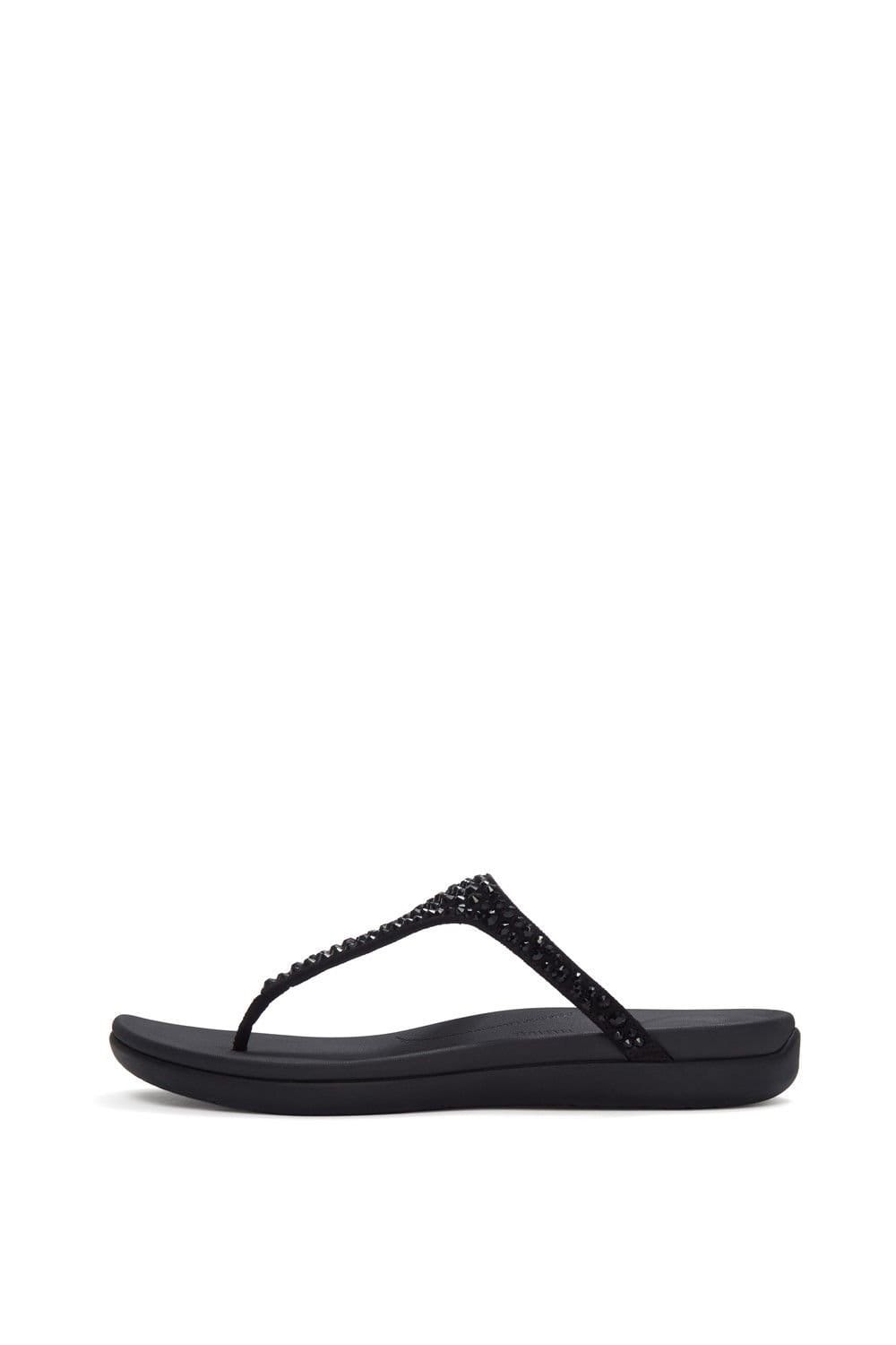 FitFlop FitFlop Women's Solay Mixed-Crystal Toe Post Sandal in Black - 4