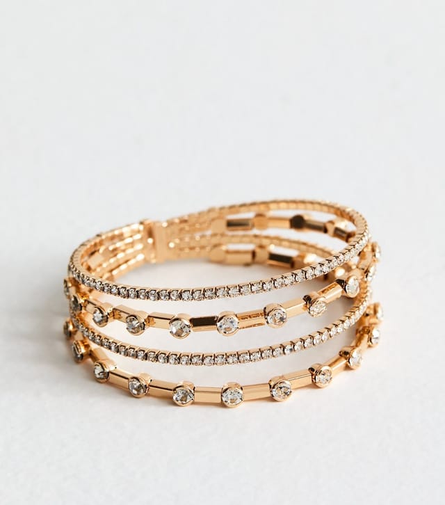 New Look Gold Tone Diamanté Embellished Cuff Bracelet New Look - 3