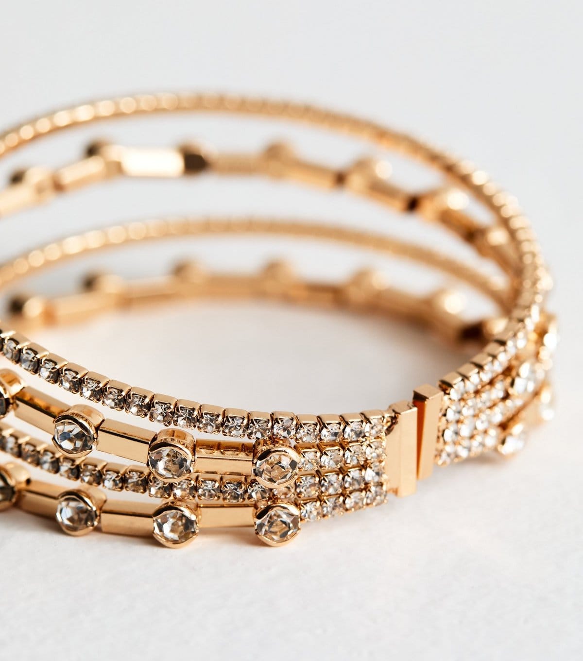 New Look Gold Tone Diamanté Embellished Cuff Bracelet New Look - 4