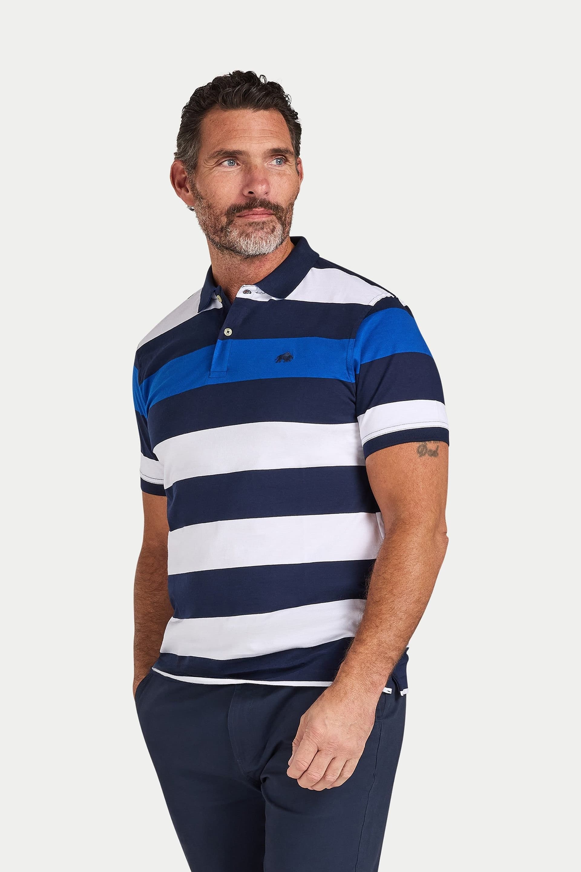 raging bull Raging Bull Men's Classic Jersey Contrast Panel Polo in Navy