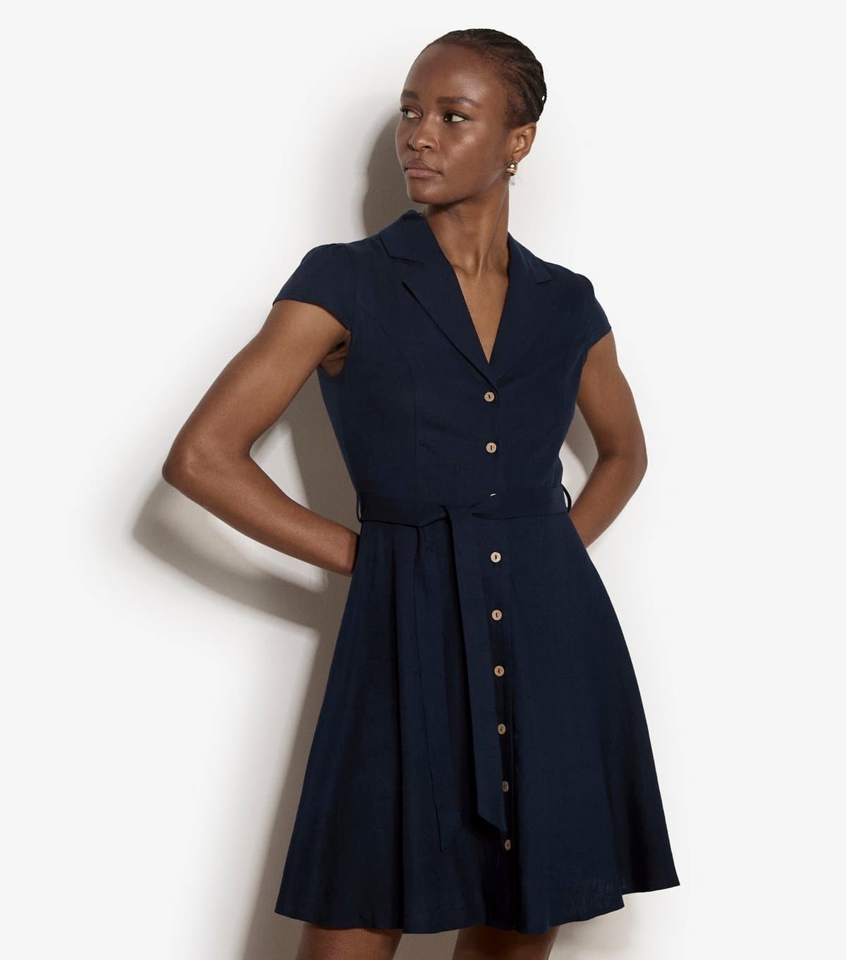 Apricot Women's Navy Collared Mini Shirt Dress Apricot New Look
