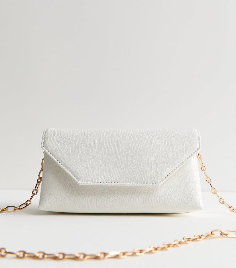 New Look White Lizard Effect Faux Leather Clutch New Look - 1
