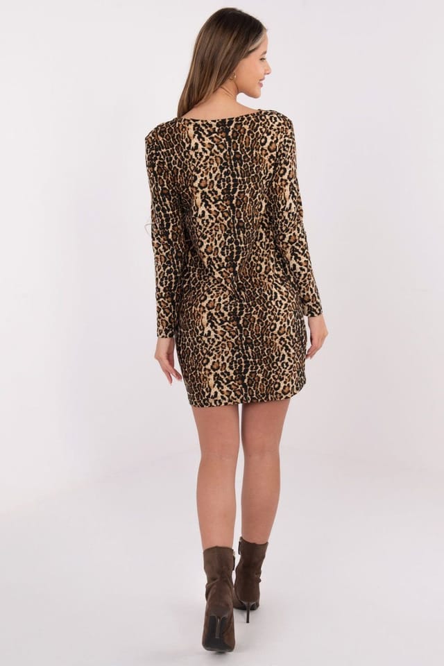 Love Lace Love Lace Women's Everyday Animal Motif Knee Length Dress in Brown - 3