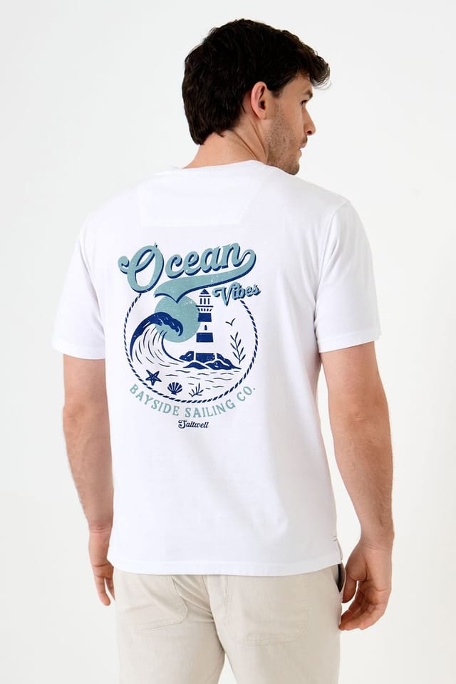 Saltwell Saltwell Men's Graphic Print Cotton T-Shirt in White - 2