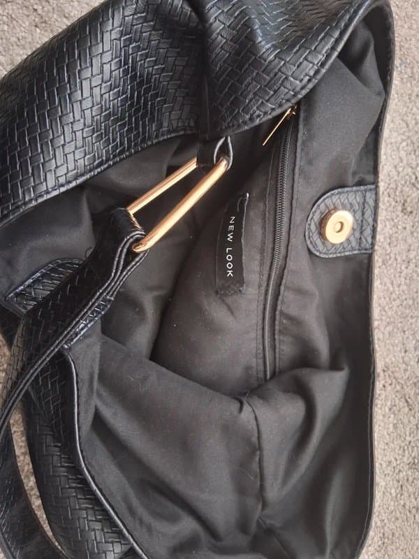New Look New Look black woven leather look shoulder bag