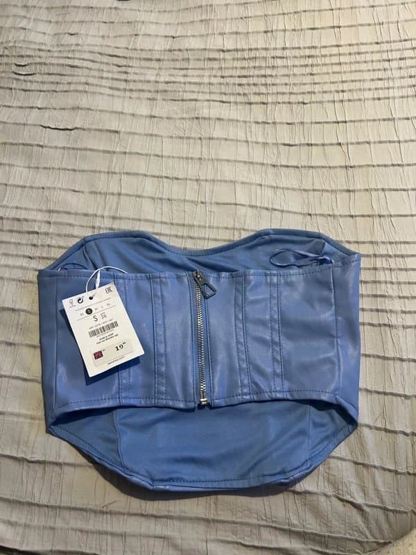 Bershka Blue faux leather corset