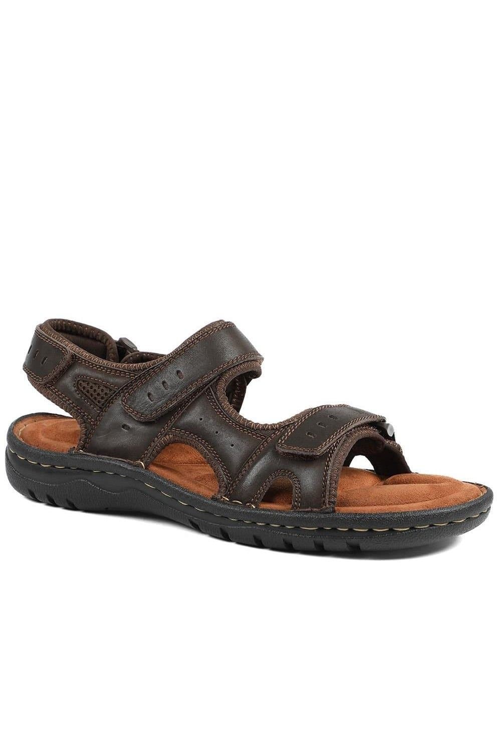 Pavers Pavers Men's Leather Dual Fit Sandals in Dark Brown