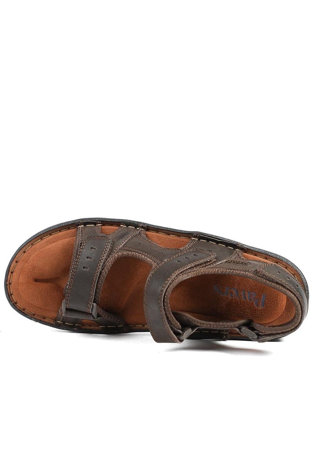 Pavers Pavers Men's Leather Dual Fit Sandals in Dark Brown - 4