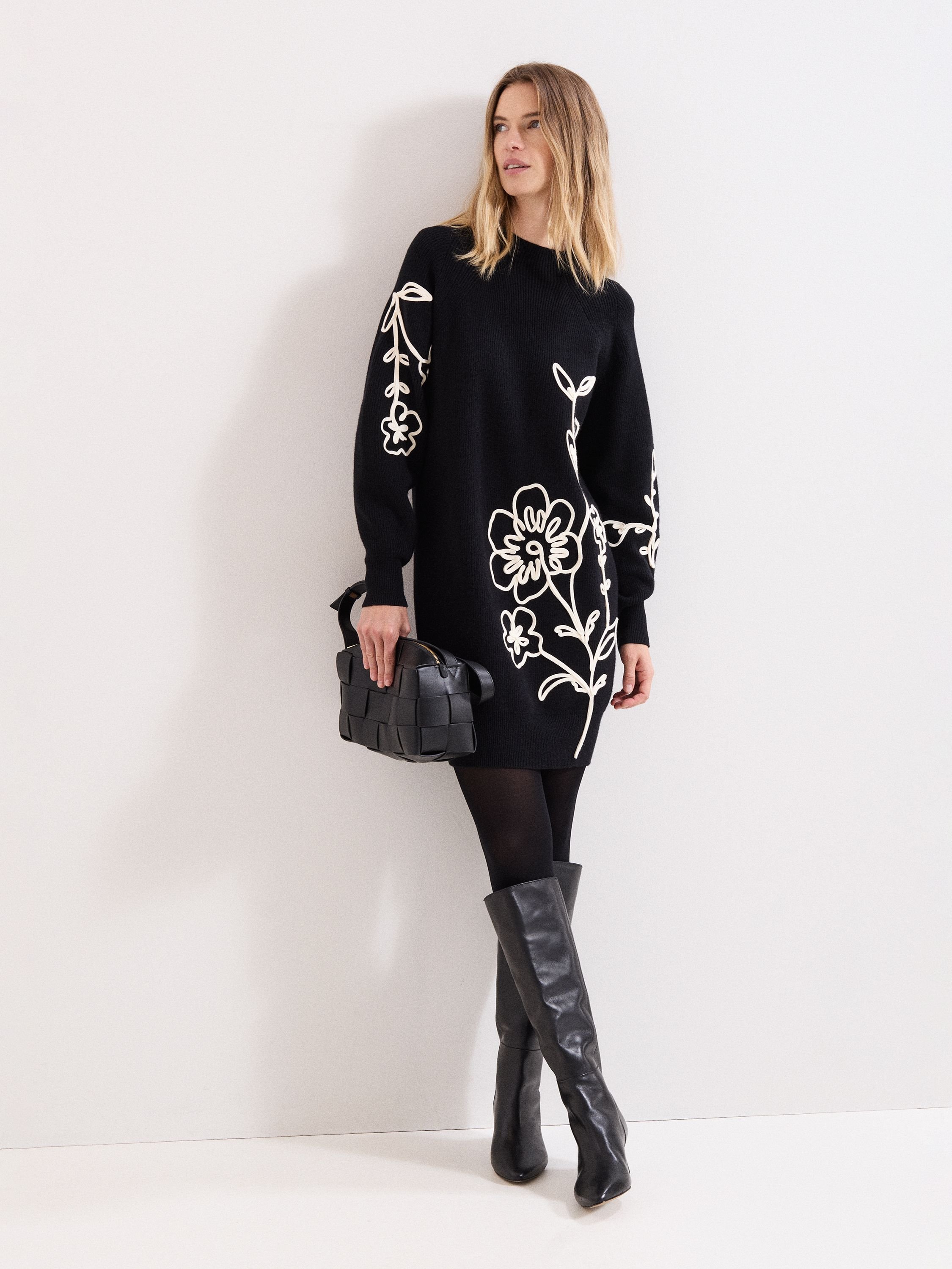 Phase Eight Phase Eight Women's Rosa Long Sleeve Jumper Dress in Black - 2