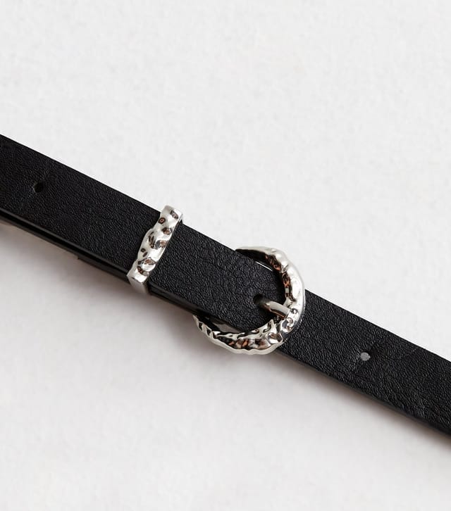New Look Black Leather-Look Skinny Belt New Look - 3