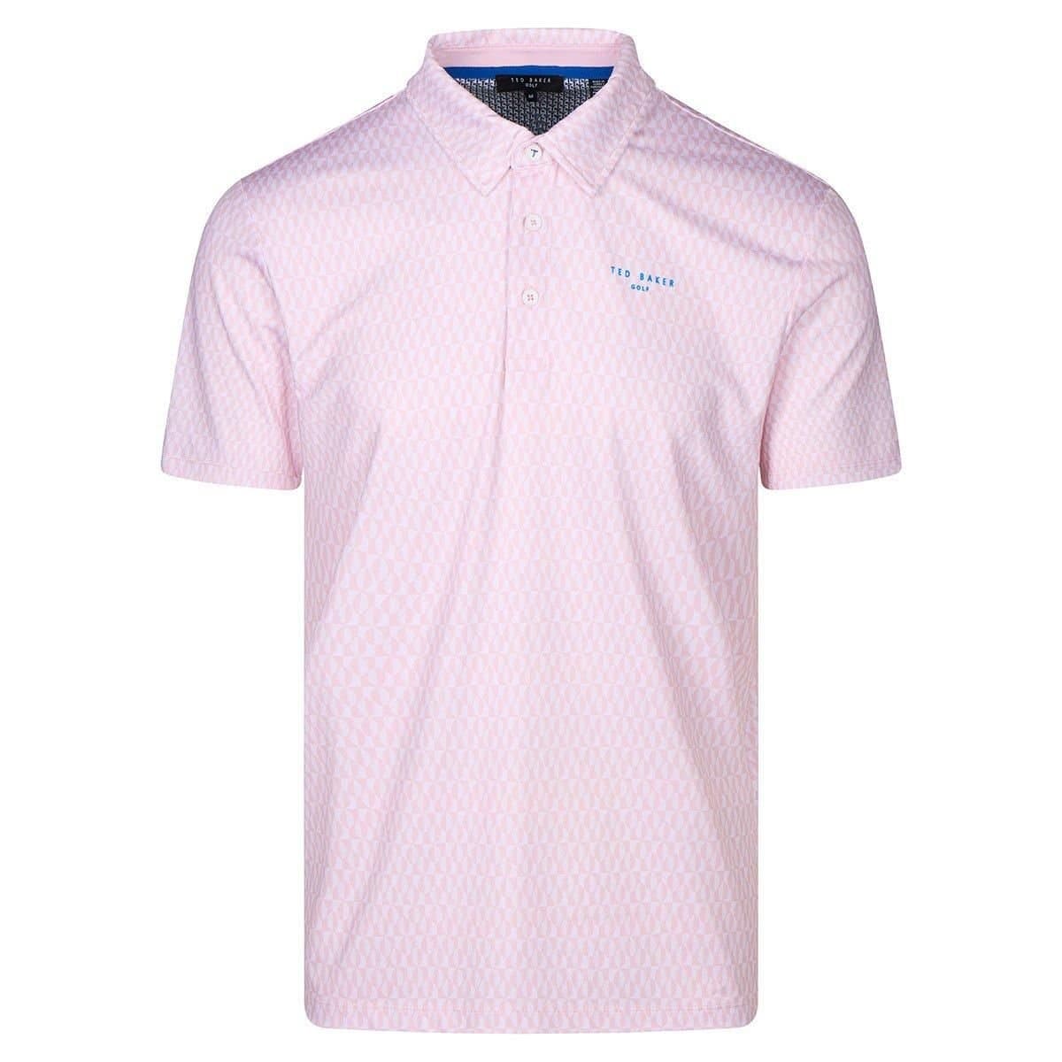 Ted Baker Ted Baker Men's Armourr Geo Print Golf Polo Shirt in Pale Pink