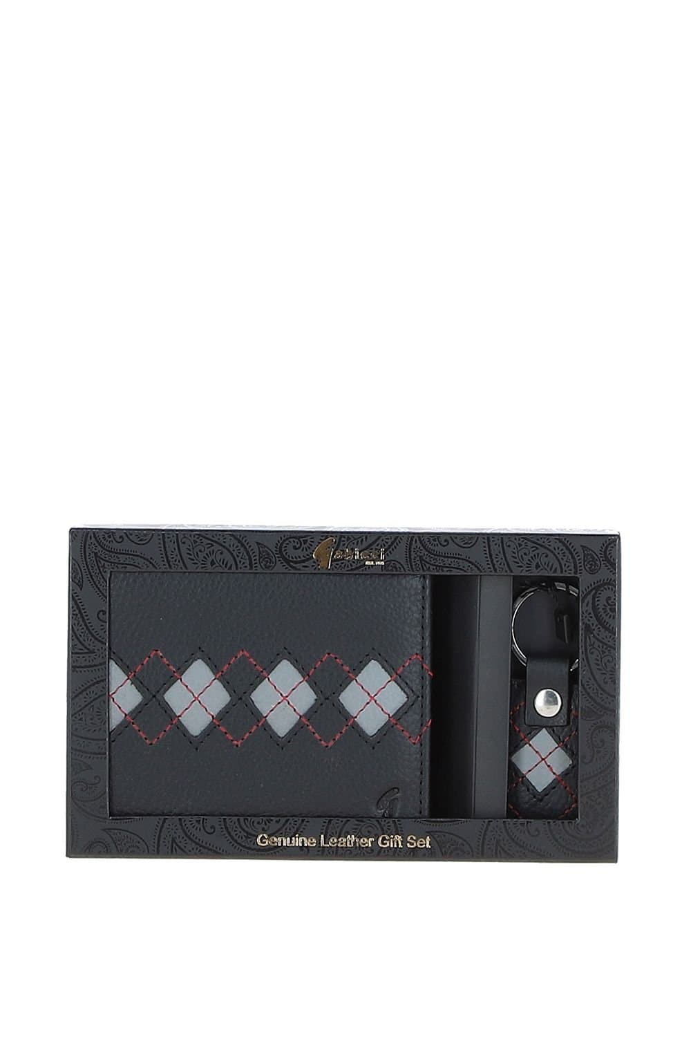 Gabicci GABICCI Men's '305' Real Leather Wallet & Key Ring Gift Set in Black