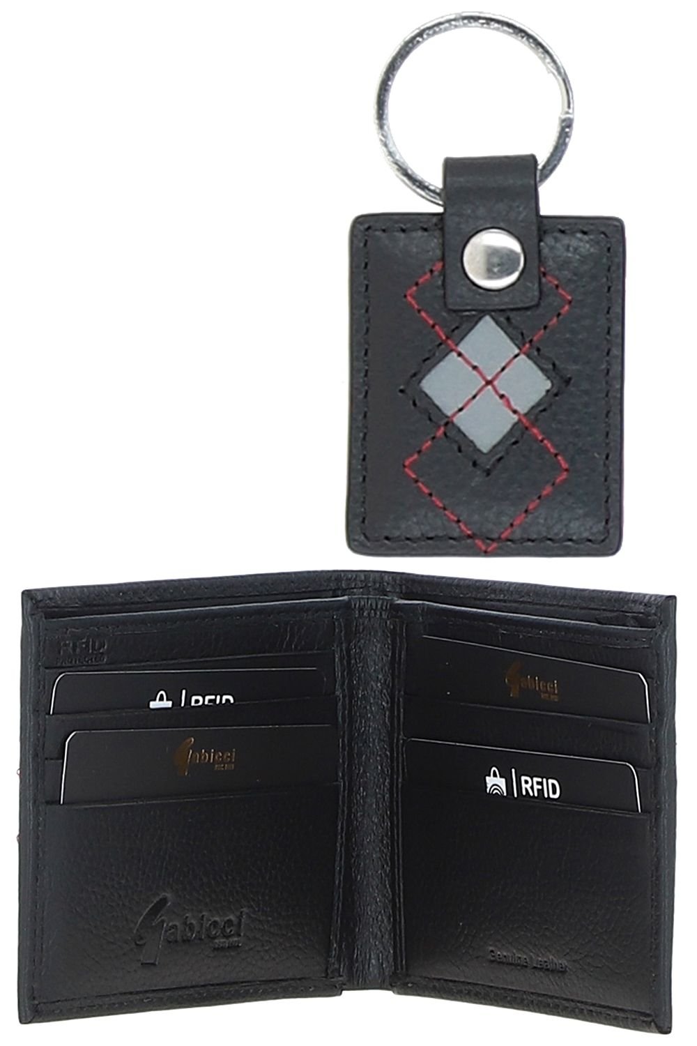 Gabicci GABICCI Men's '305' Real Leather Wallet & Key Ring Gift Set in Black - 2