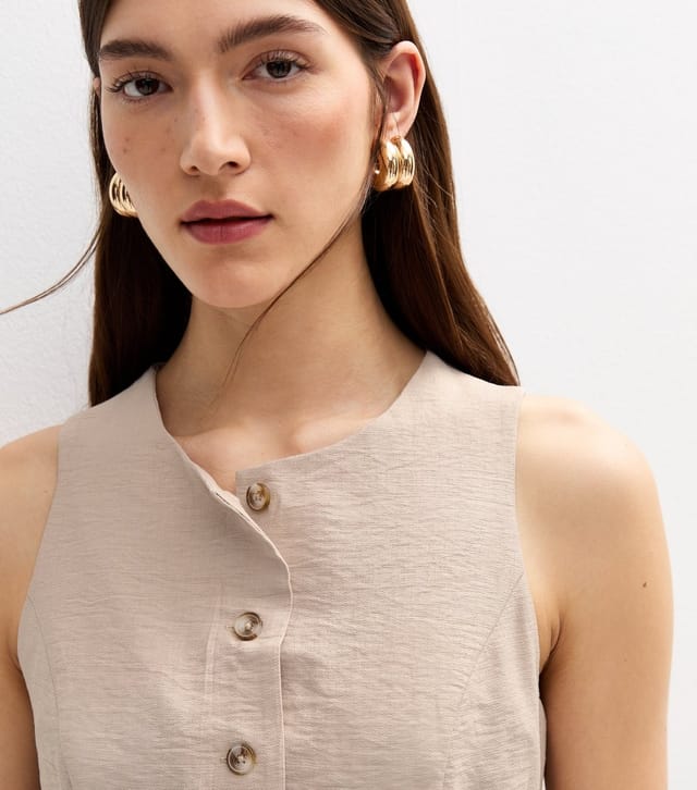 New Look Women's Stone Sleeveless Crew Neck Waistcoat New Look - 2