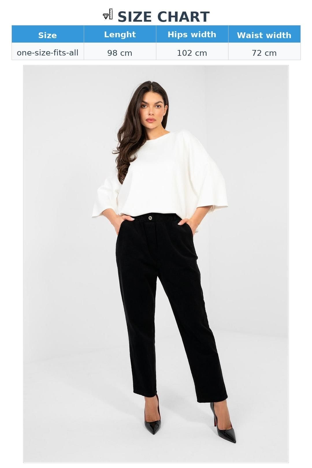 Love Lace Love Lace Women's Casual Corduroy Paperbag Pants in Black - 4
