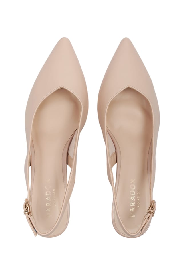 Paradox London Paradox London Women's 'Kelsey' Faux Leather Block Heel Slingback Court Shoe in Nude - 3