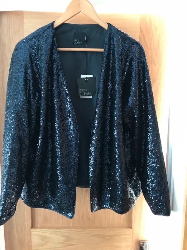 ASOS ASOS Dark Blue Sequin Jacket size UK 20