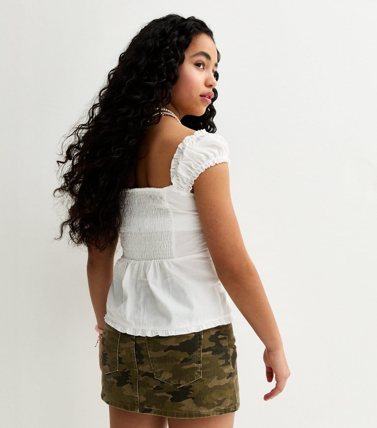 New Look Girls' White Pintuck Button Front Top New Look - 4