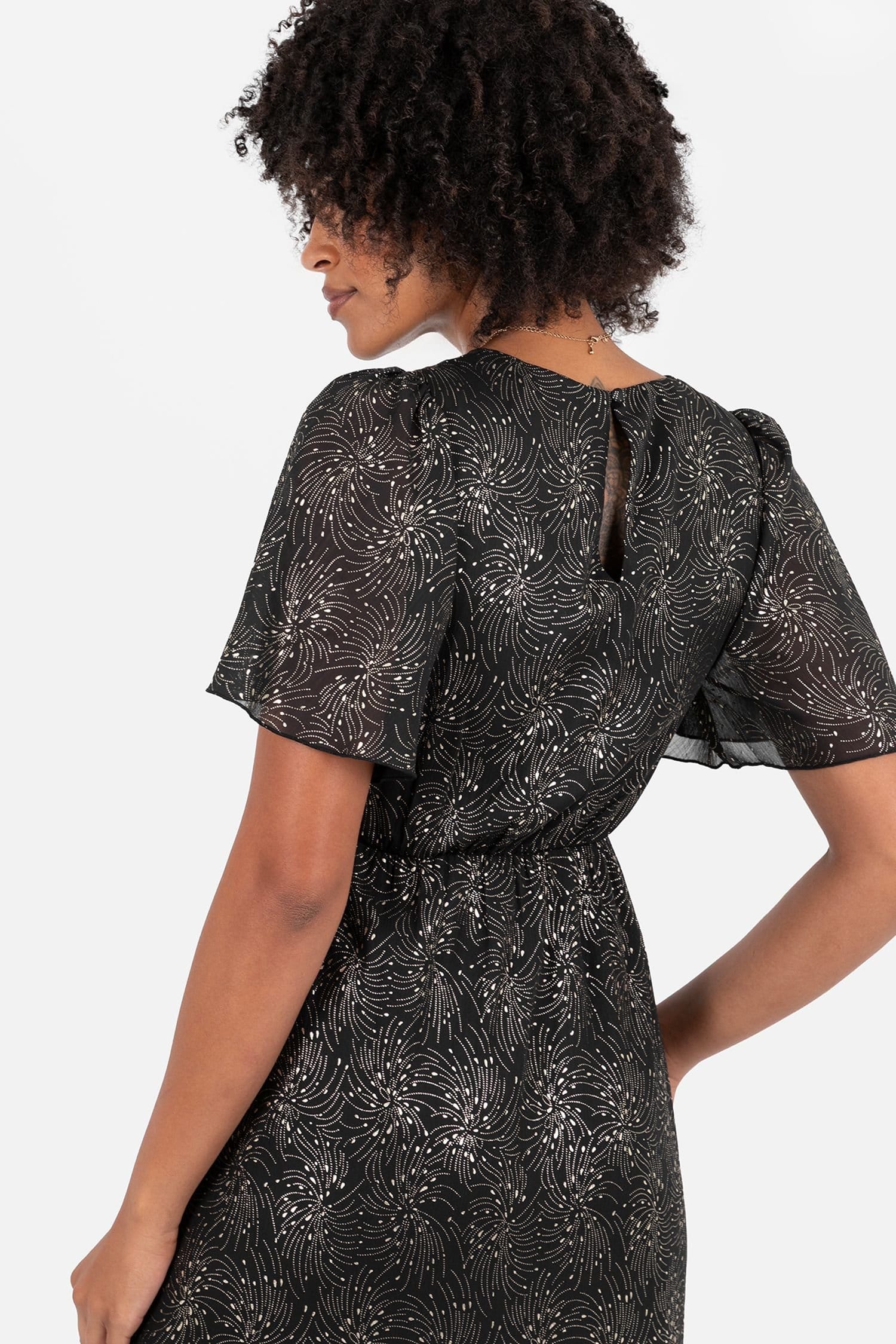 Lovedrobe Lovedrobe Women's Angel Sleeve Ruffled Midaxi Dress in Black - 4