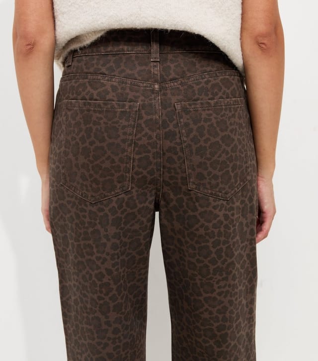 New Look Women's Brown Leopard Print Wide Leg Jeans New Look - 2
