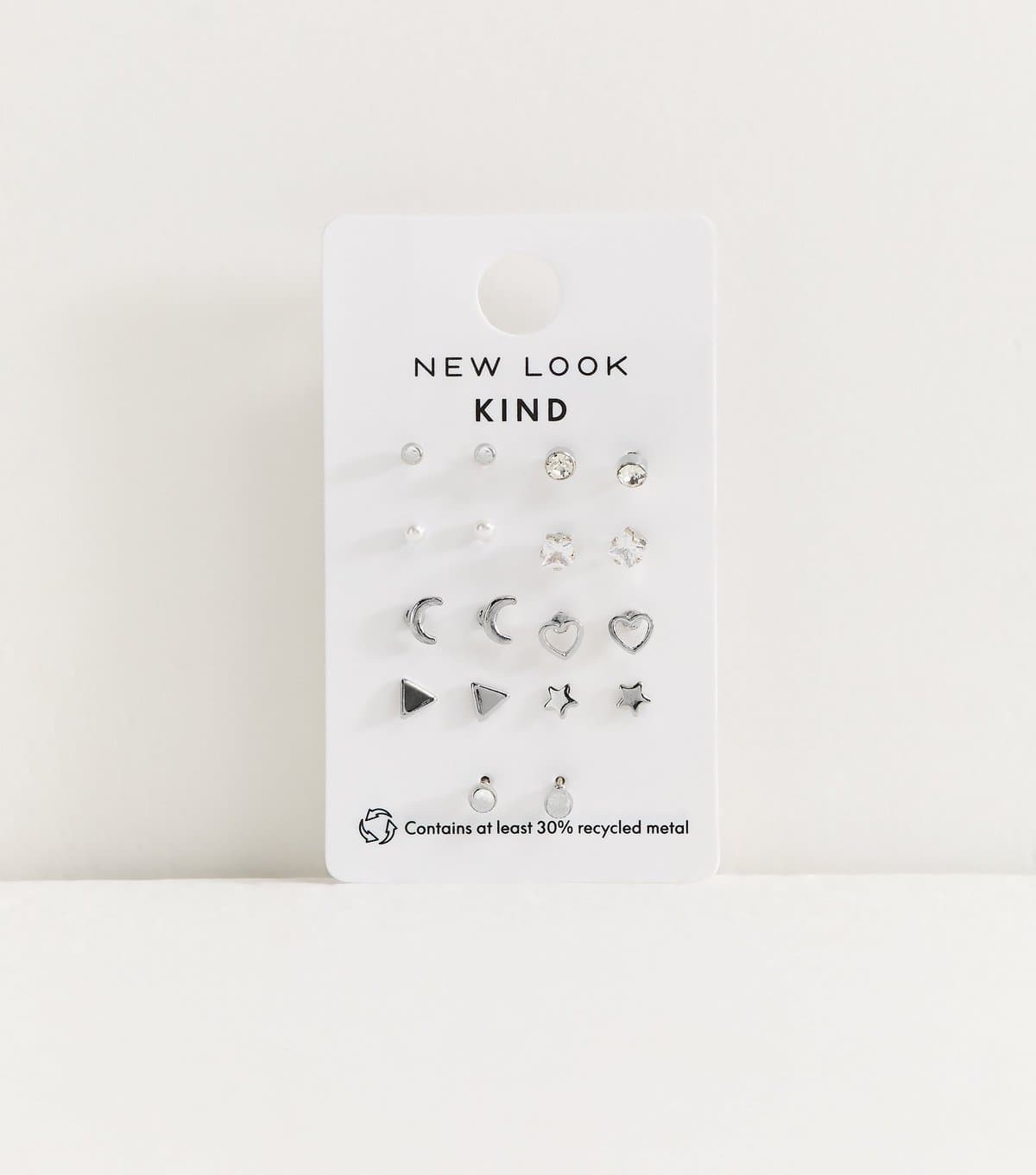 New Look Pack of 9 Silver Tone Mixed Stud Earrings New Look