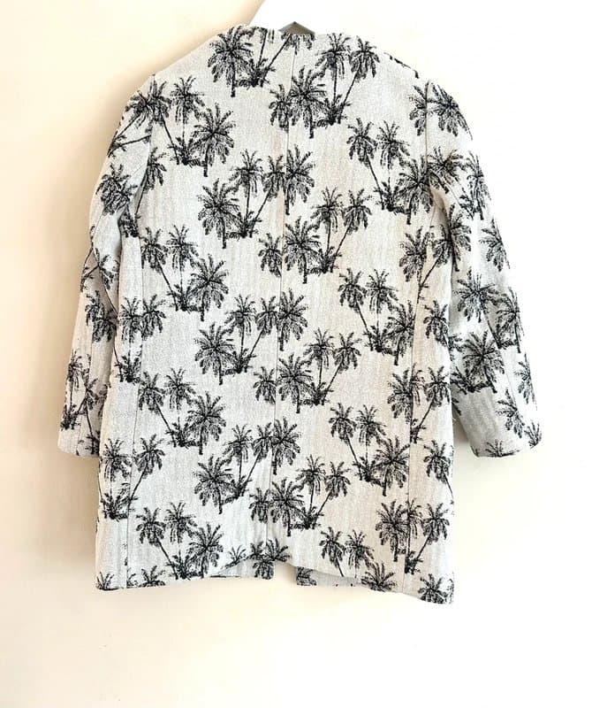 Zara 🌴 Zara Palm Tree Jacquard Coat Jacket UK 8 Textured Holiday Ibiza Boho Chic