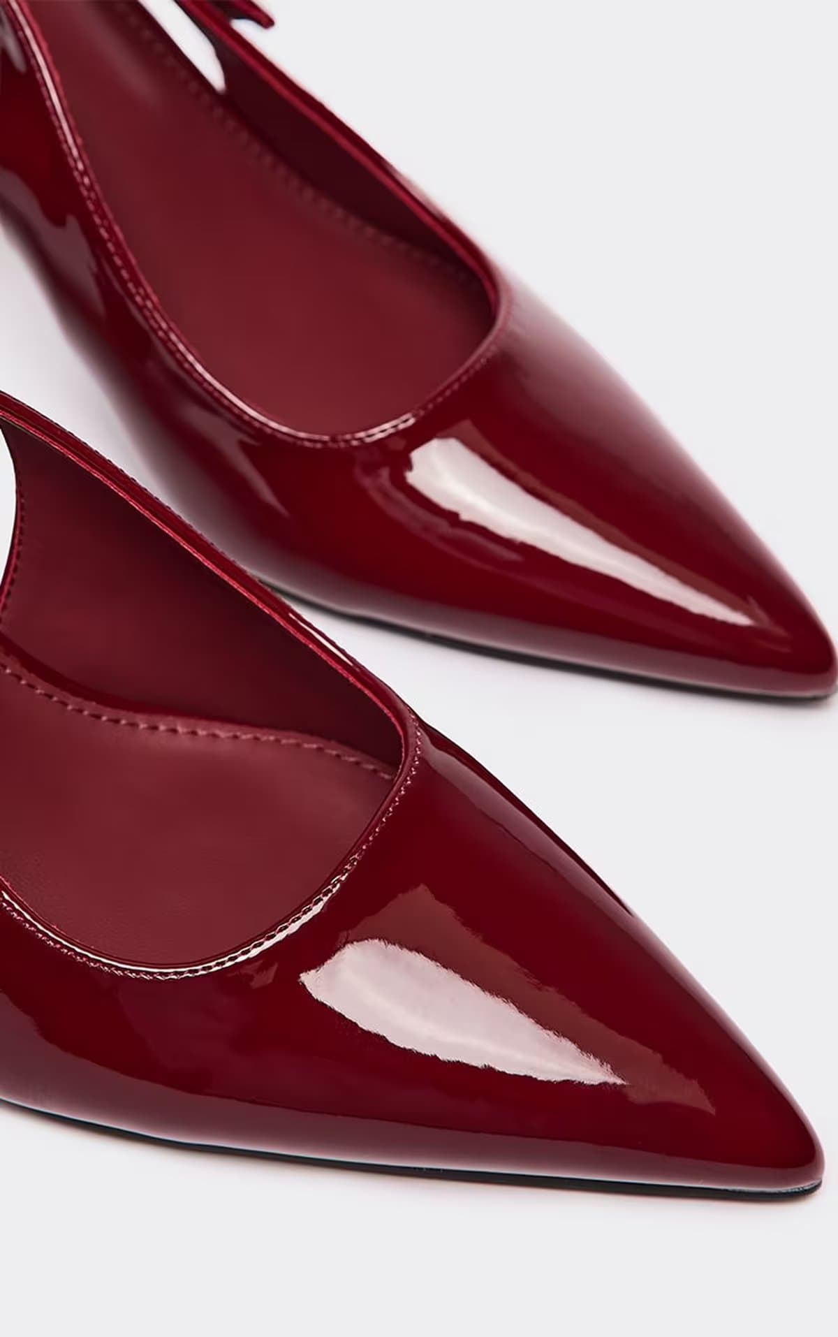EGO Eydan Pointed Toe Slingback Court Heel In Burgundy Patent, Women's Size UK 3