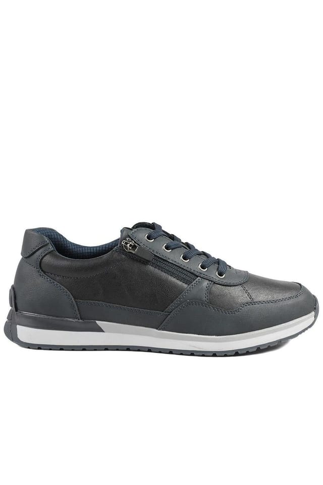 Pavers Pavers Men's Lace Up Trainer with Grip Sole in Navy - 2