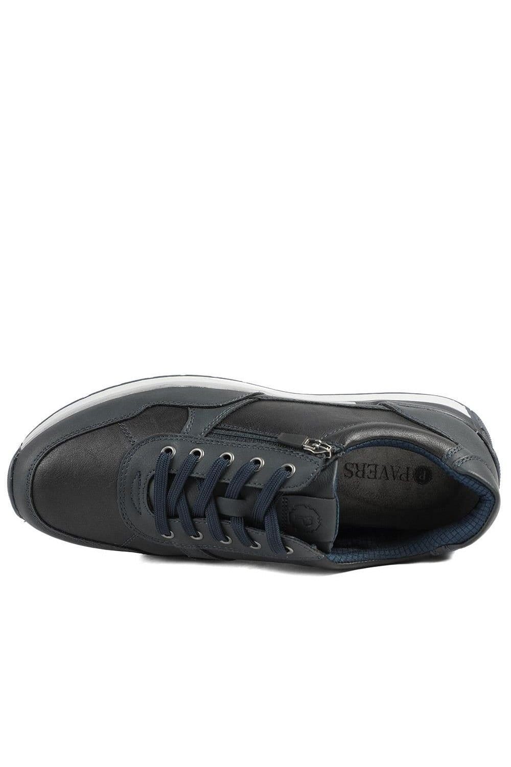 Pavers Pavers Men's Lace Up Trainer with Grip Sole in Navy - 4
