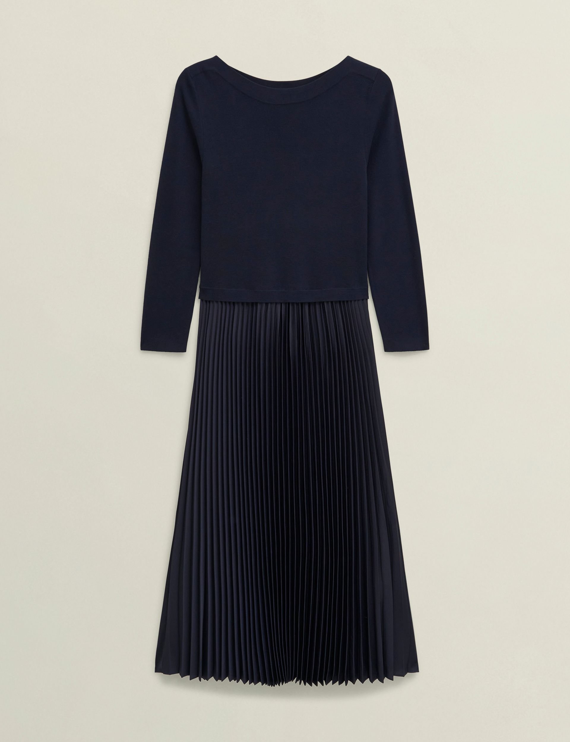 Hobbs London Hobbs London Women's Lucinda Knitted Pleated Dress in Dark Navy - 2