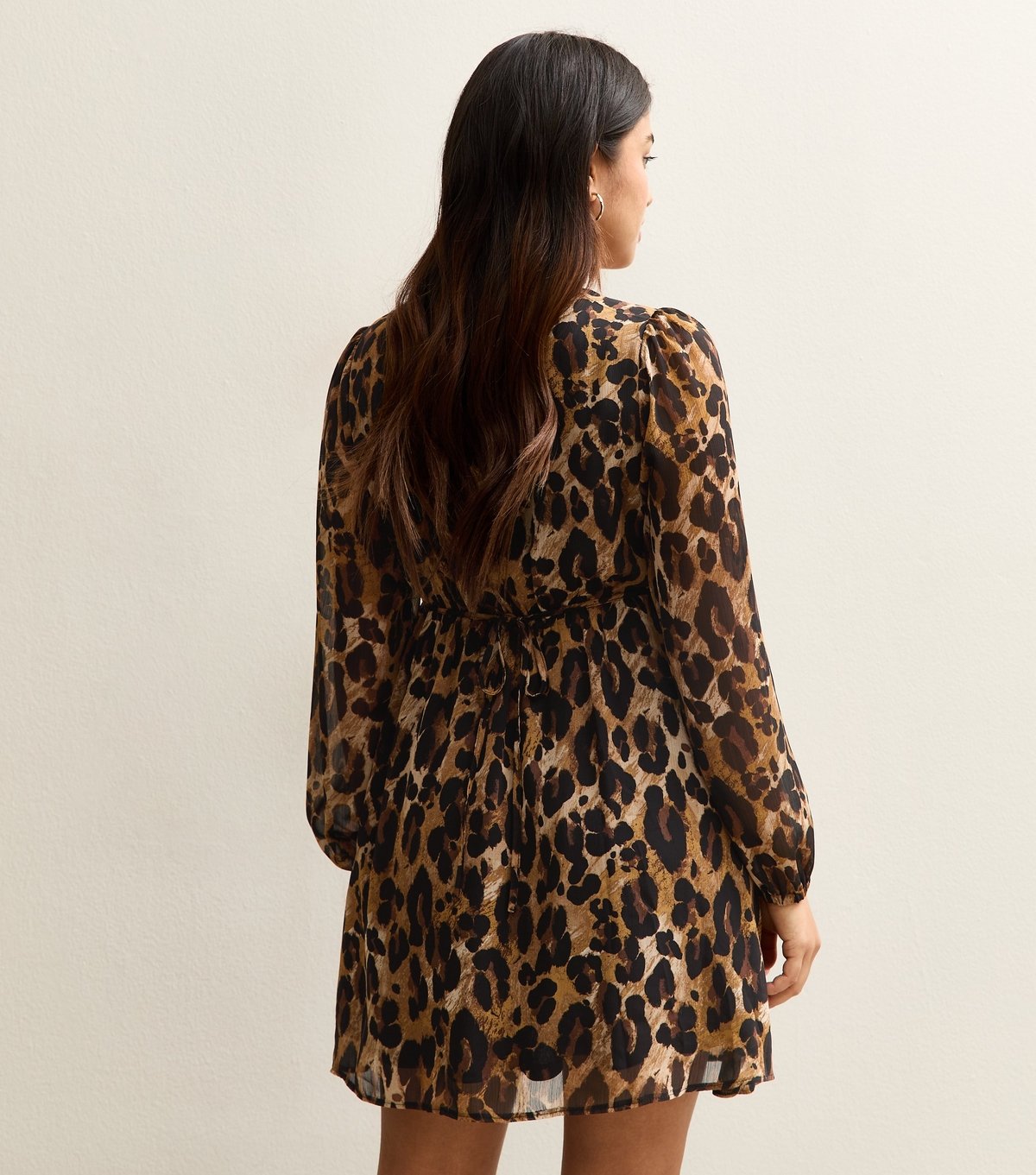 New Look Women's Petite Chiffon Animal Print Long Sleeve Mini Dress New Look - 4