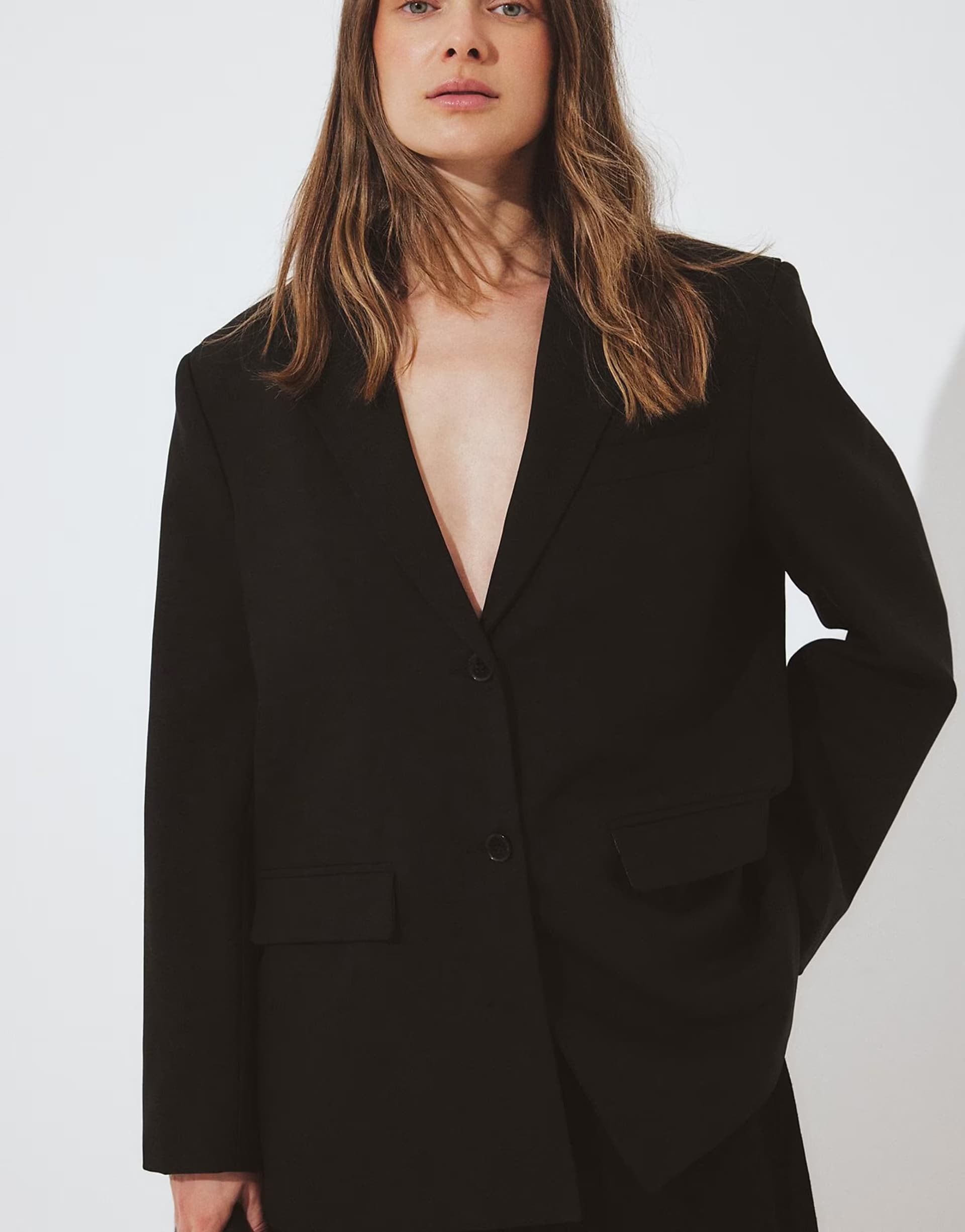 ASOS NA-KD Oversized open back blazer in black