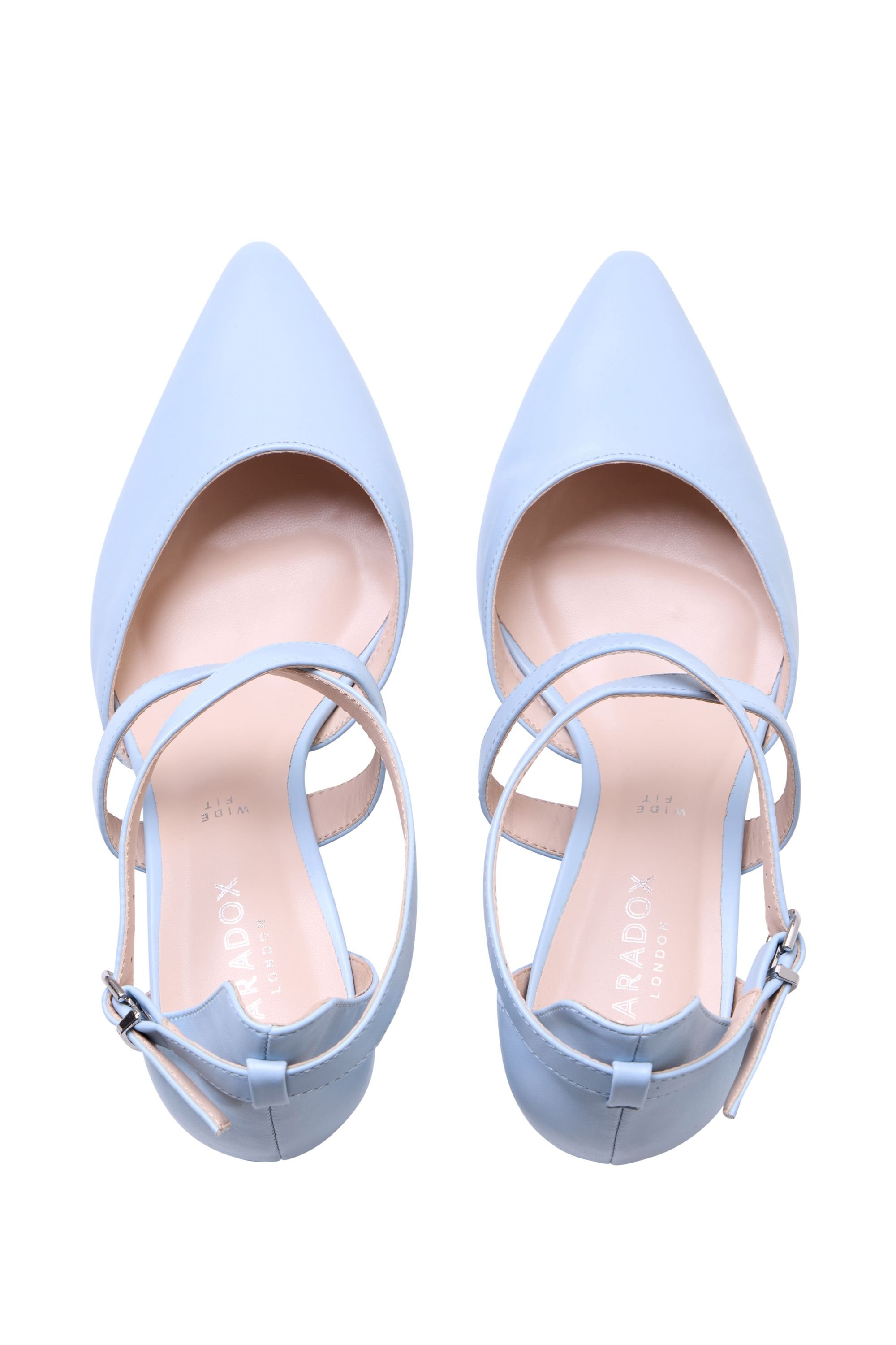 Paradox London Paradox London Women's 'Ffion' Wide Fit Mid Block Heel Cross Strap Court Shoe in Baby Blue - 3